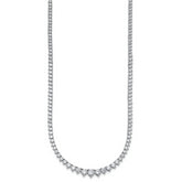 14k White Gold 10 7/8 carat Certified Lab Grown Diamond VS+ F+ Complete Round 18 inch Graduated Tennis Necklace
